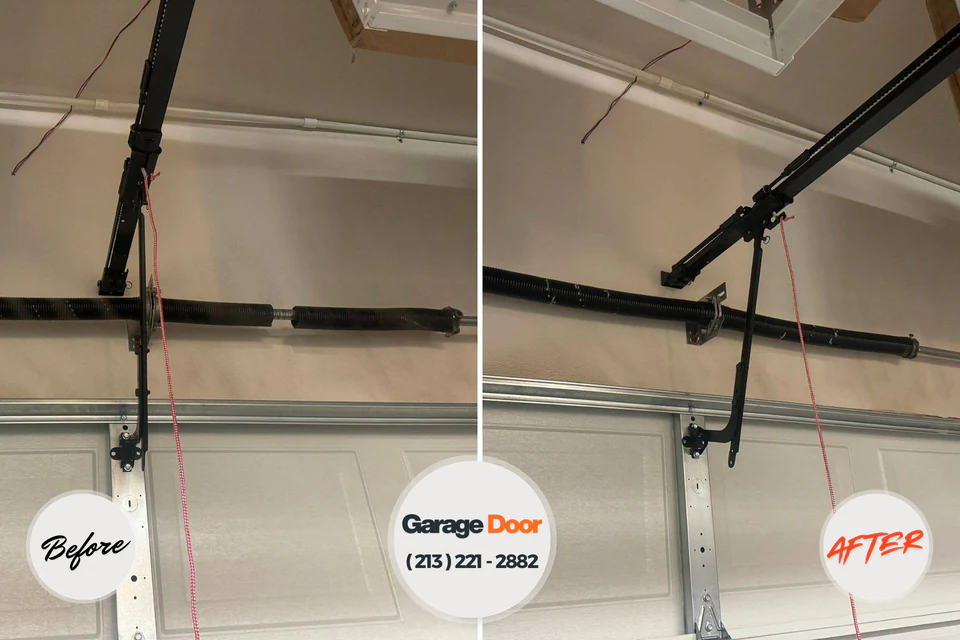 Before and after: garage door repair Prairie City, IA